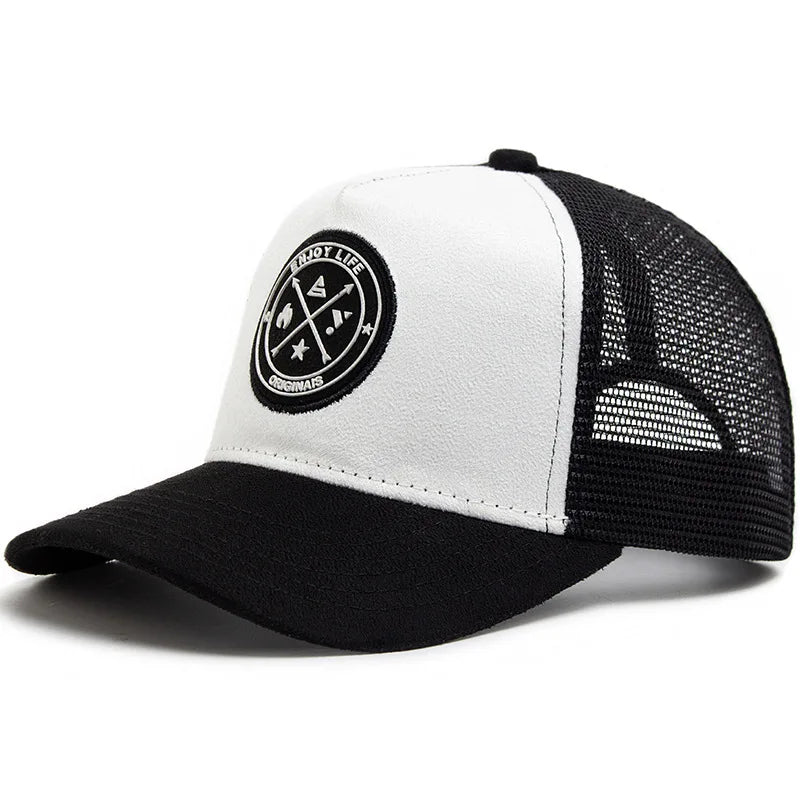 Summer Mesh Baseball Cap Women Men Enjoy Life Letter Patch Snapback Hat