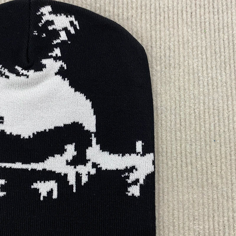 Autumn Winter Fashion Skull Pattern Jacquard Knitted Hat