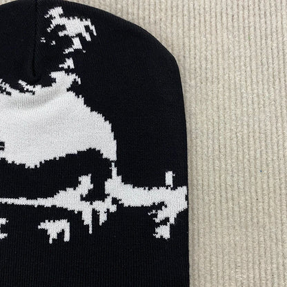 Autumn Winter Fashion Skull Pattern Jacquard Knitted Hat