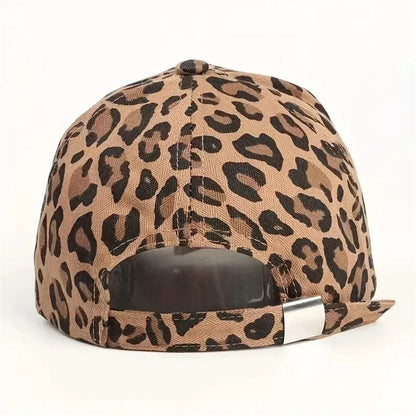Trendy Unisex Leopard Print Baseball Cap, Stylish Round Top Hat