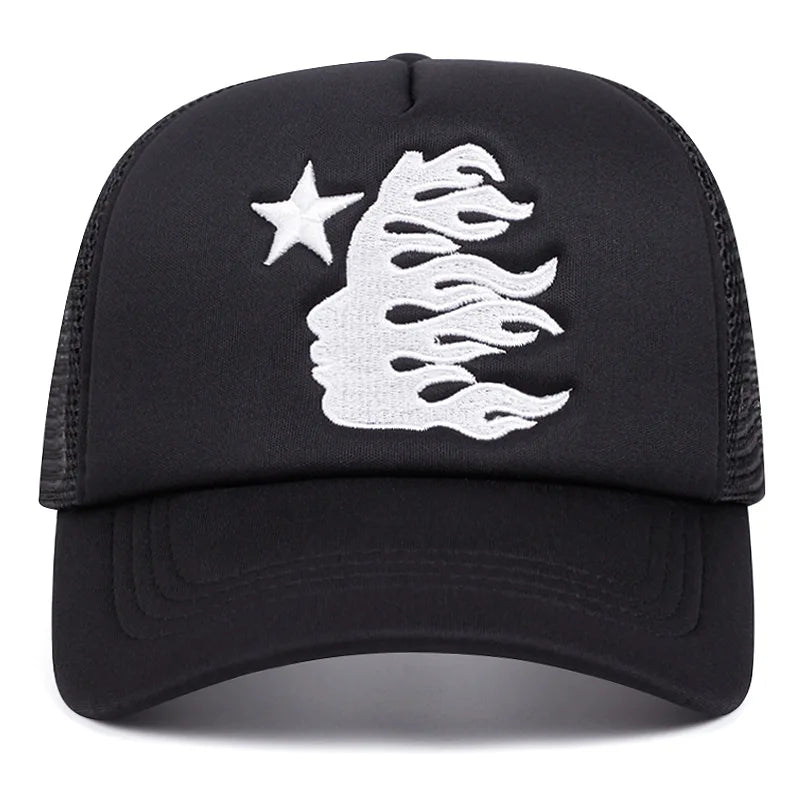 American Style Hip Hop Mesh Sunshade Breathable Baseball Hats Fashion Head Embroidered Duckbill Cap