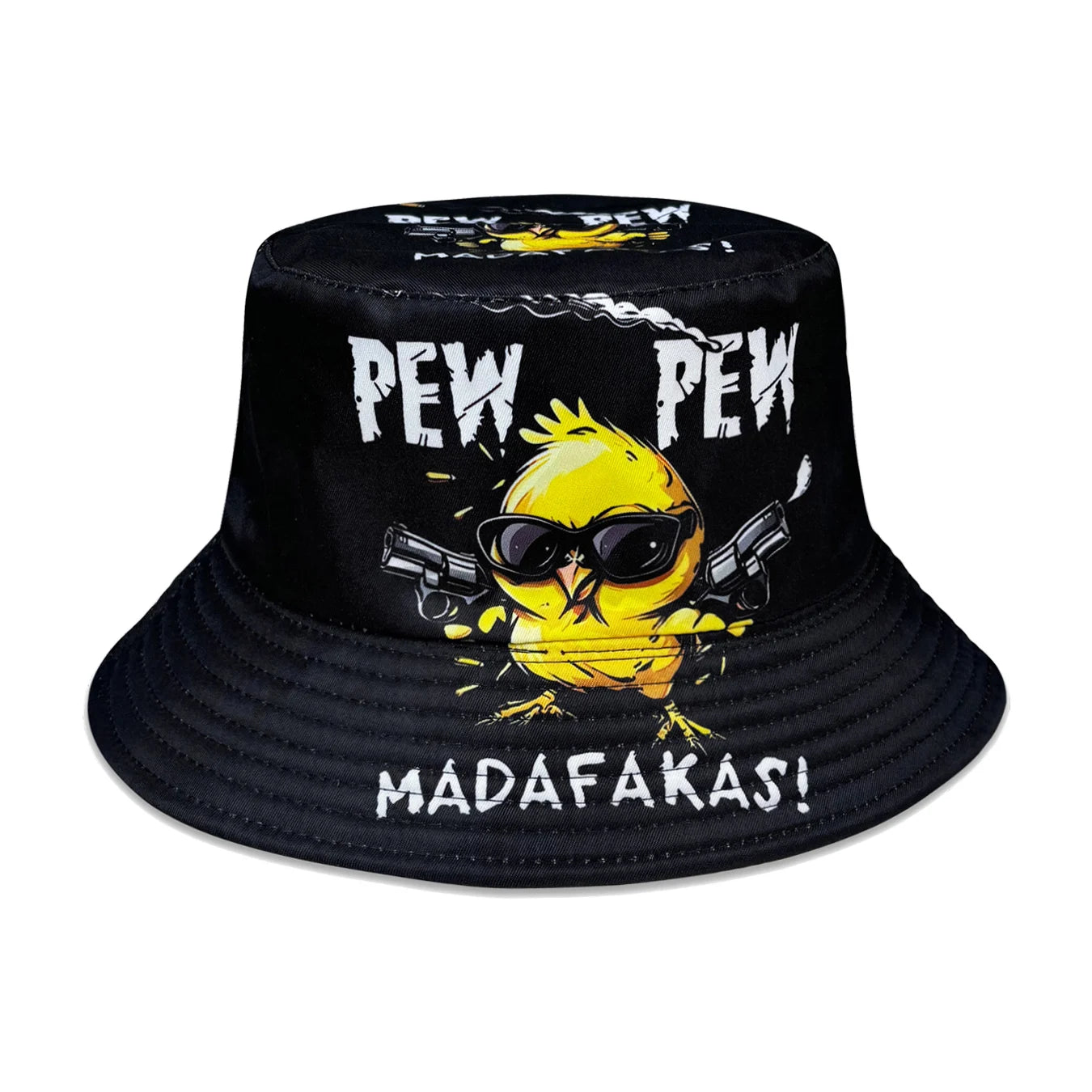 Cool Duck'Pew Pew' 3D Graphic Fisherman Hat, Lightweight Cartoon Duck Design with Glasses