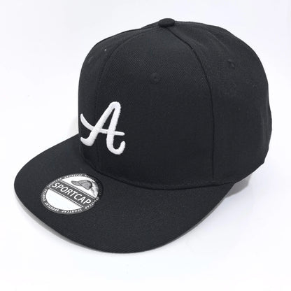 Letter A Embroidered Flat Brim Snapback Cap