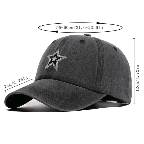 Sparkling Rhinestone Star Trucker Hat - Unisex Baseball Cap