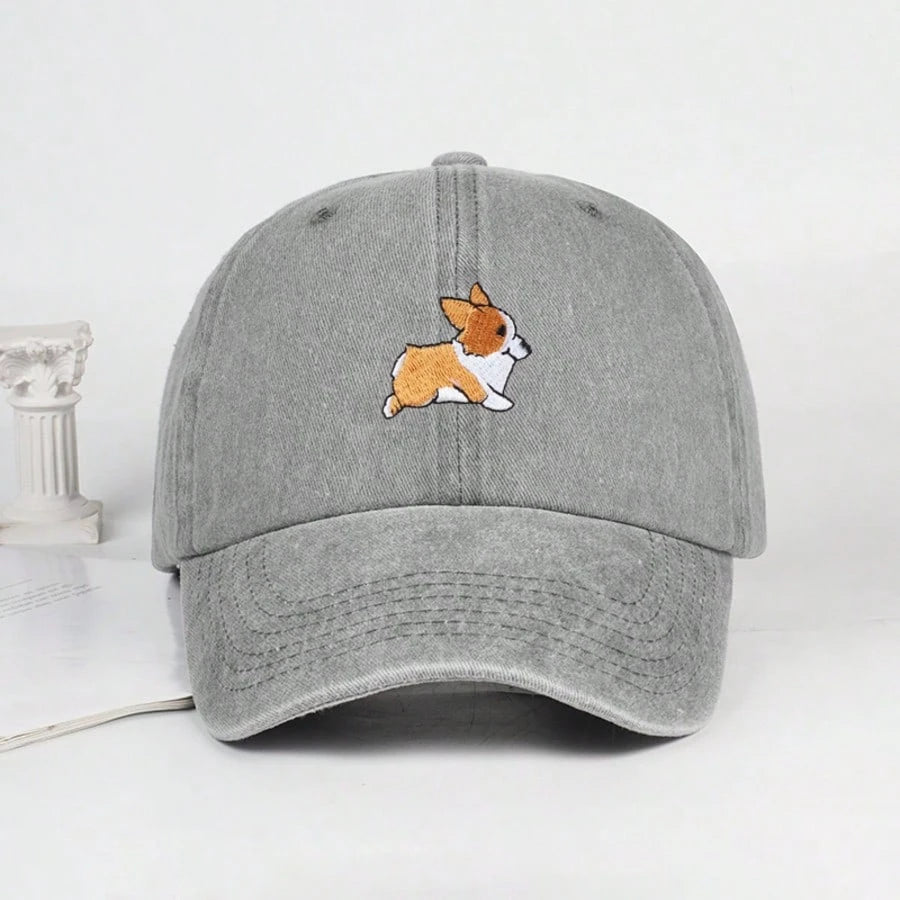 Cute Corgi Embroidered Baseball Cap for Men and Women