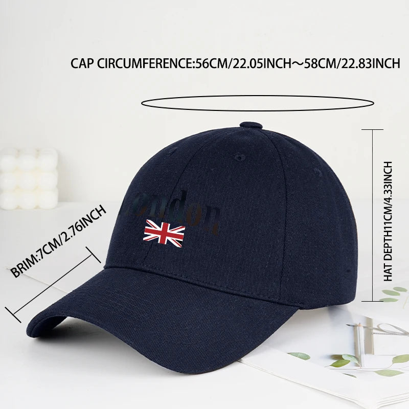 London Union Jack Print Baseball Cap British Vintage Minimalist Style Daily Commute City Stroll