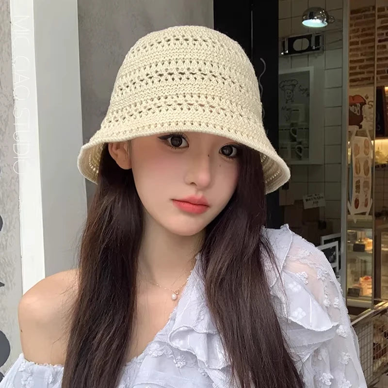 2026 Korean Hook Woven Hollowed Out Fisherman Hat
