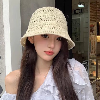 2026 Korean Hook Woven Hollowed Out Fisherman Hat