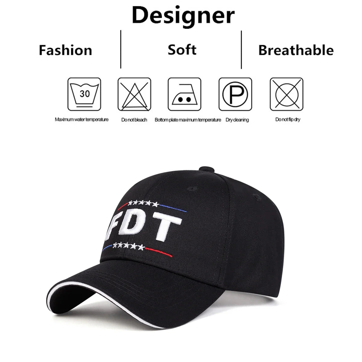 Unisex FDT Letter Embroidery Baseball Caps Spring Autumn