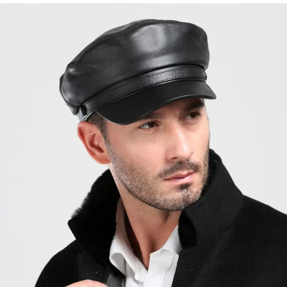 Fashion PU Leather Berets Solid Color Leisure Sun Hats