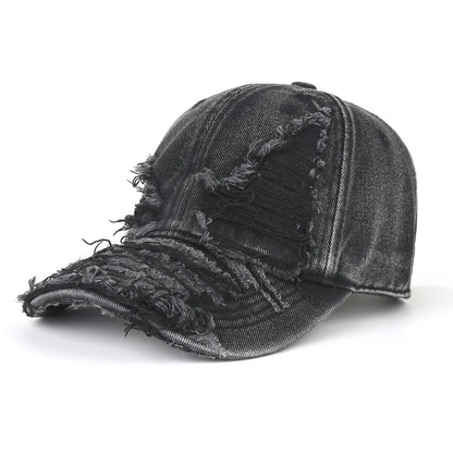 Men's And Women's Ripped Frayed Washed Denim Baseball Cap