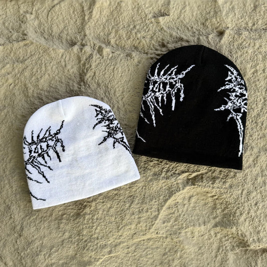 Fashion High Quality Vintage Skeleton Pattern Embroidery Beanie