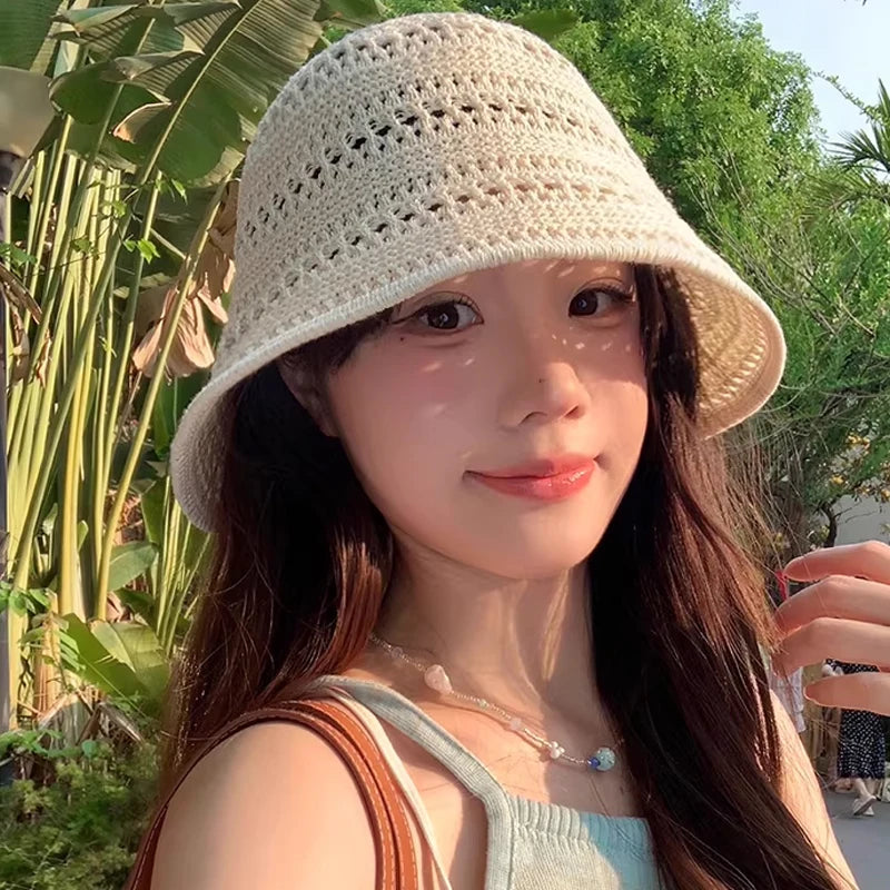 2026 Korean Hook Woven Hollowed Out Fisherman Hat