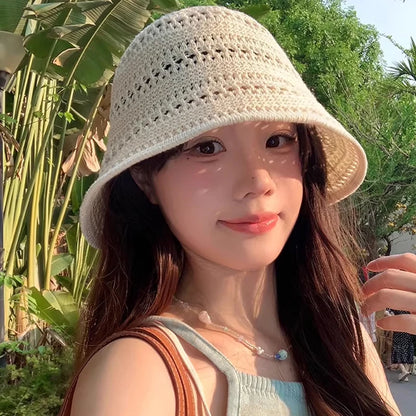 2026 Korean Hook Woven Hollowed Out Fisherman Hat