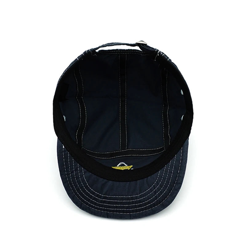 Embroidery Short Soft Brim Baseball Cap 5 Panels Cotton Dad Caps