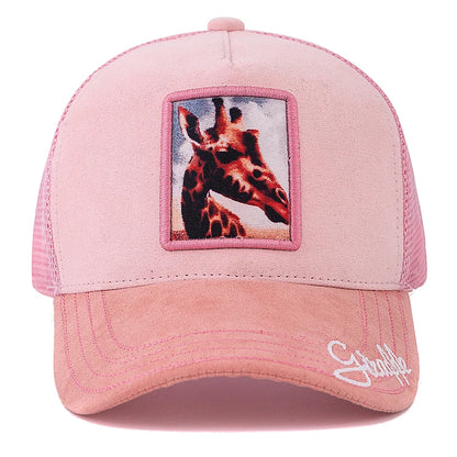 Unisex Rich Color Giraffe Pattern Patch Design Suede Hat Women And Men Summer