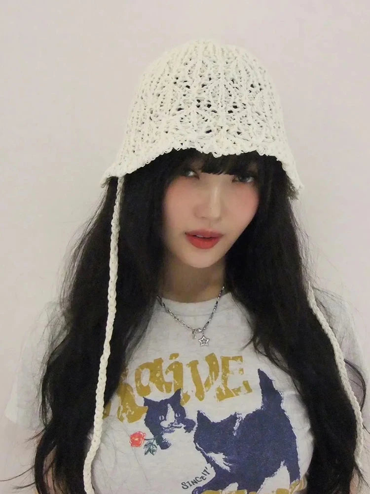 Hand Knitted Summer Sun Protection Hat Women's