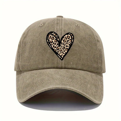Valentine's Day Leopard Print Heart Print Retro Lightweight Washable Baseball Cap Women's