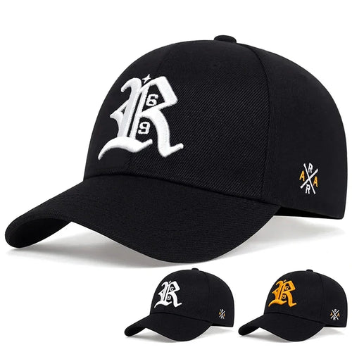 Unisex R Letter Side AR Embroidery Snapback Baseball Caps Spring Autumn