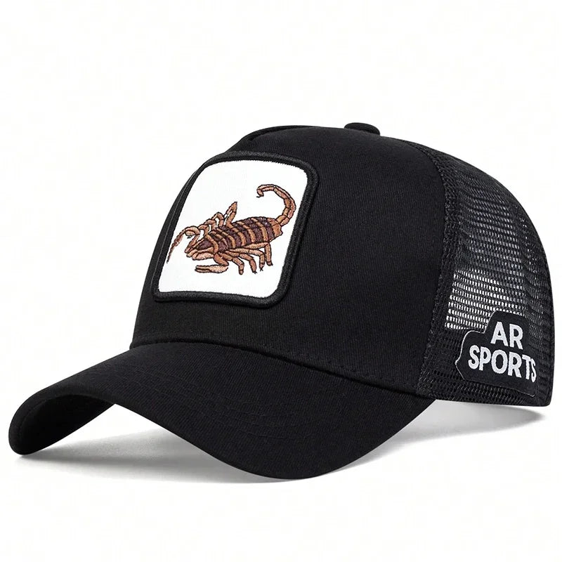 Unisex Scorpion Embroidery Baseball Net Caps Spring and Summer