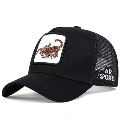 Unisex Scorpion Embroidery Baseball Net Caps Spring and Summer