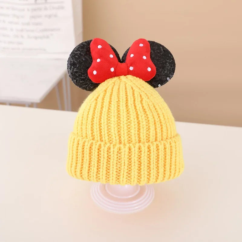 Autumn Winter Anime Cartoon  Wool Warmth Knitted Hat Cute Bow Kids