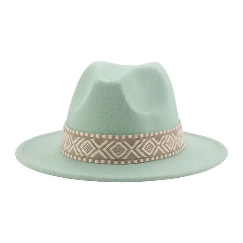 Panama Hat Western Cowboy Hats For Women Solid Big Brim Casual Fedoras Men Women