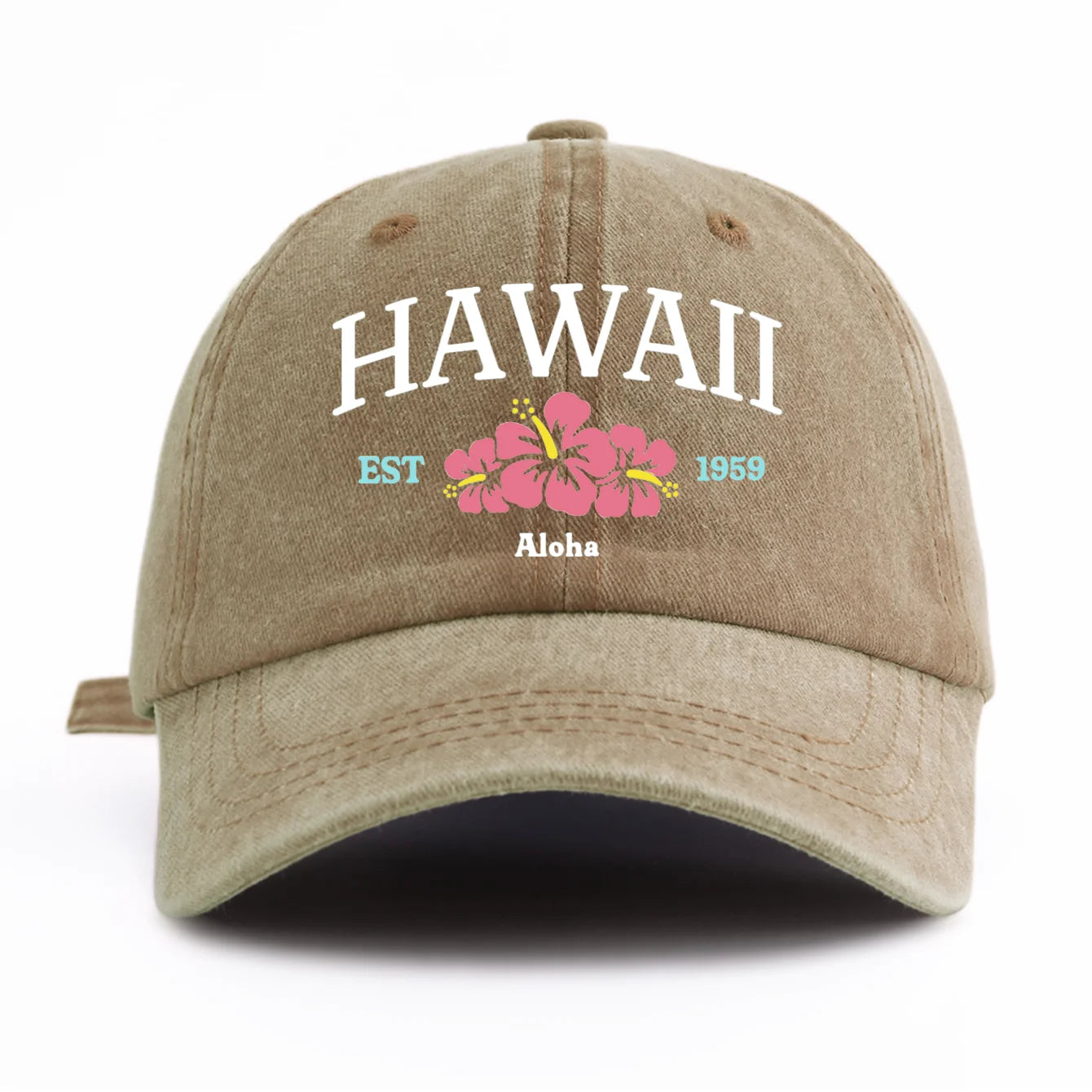 1pc Hawaii Print Washed Baseball Cap for Adults