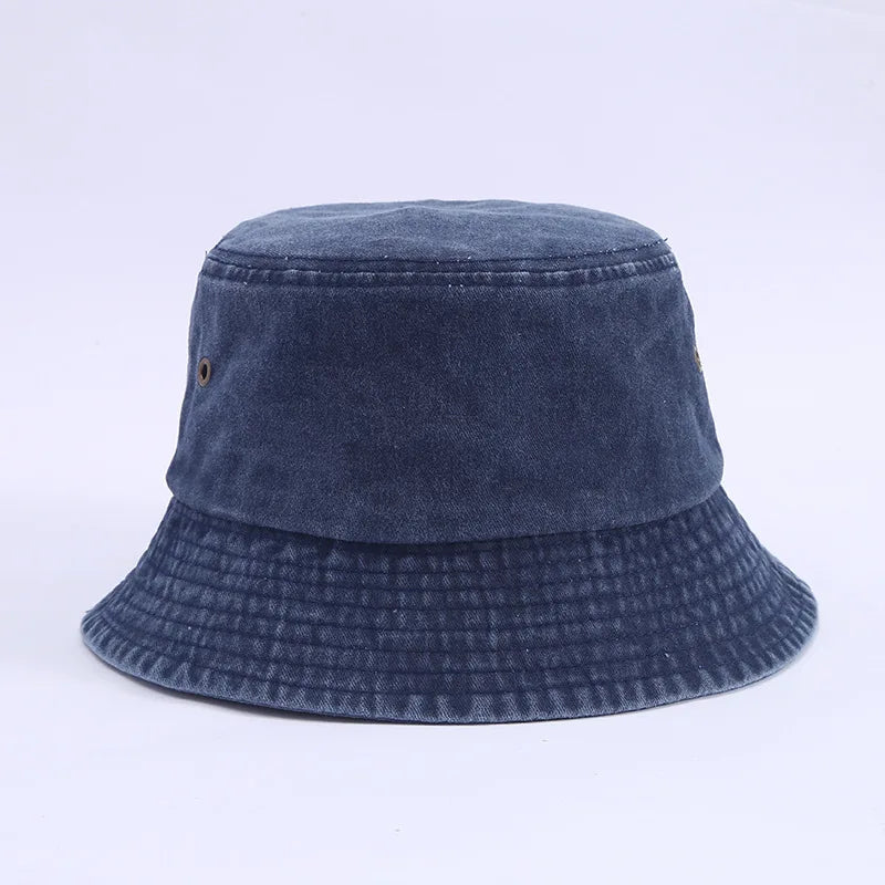 Retro Washed Denim Fisherman Hat Versatile Sunshade Basin Hat Plain Face Small Hat