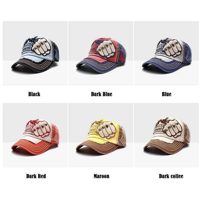 High Quality Fist Rivet Element Embroidery Cotton Baseball Cap Hip Hop Hat