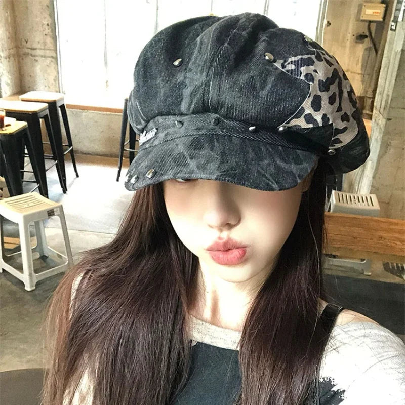 American Punk Style Rivet Star Design Octagonal Hats