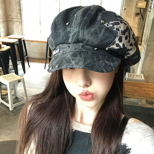 American Punk Style Rivet Star Design Octagonal Hats