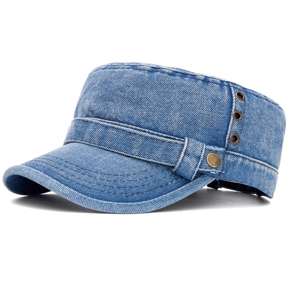 High Quality Baseball Cap 100% Cotton Denim Flat Top