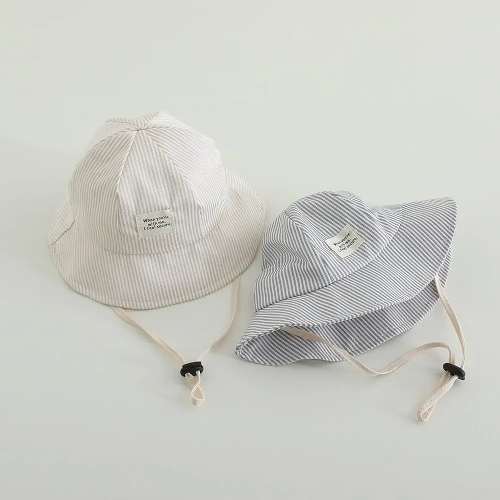 New Panama Summer Striped Children Bucket Hat Baby Boys And Girls Beach