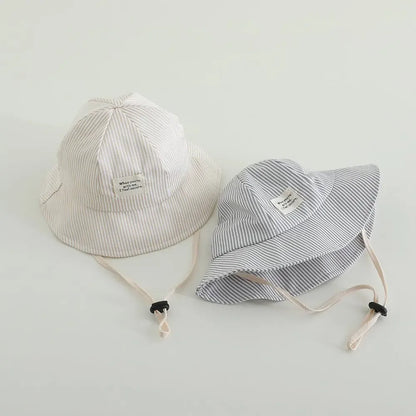 New Panama Summer Striped Children Bucket Hat Baby Boys And Girls Beach