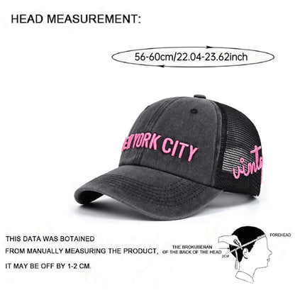 Fashion Baseball Hat New York City Embroidered Breathable Mesh Hat Street Hip Hop