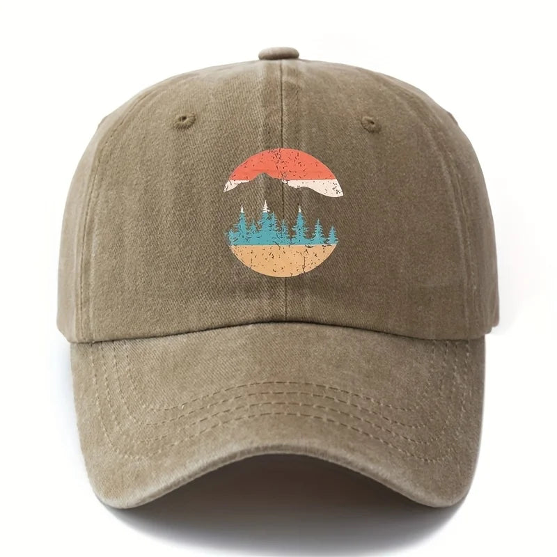 Mountain Sunset Printed Baseball Hat for Men and Women Suitable for Camping, Hiking, Leisure