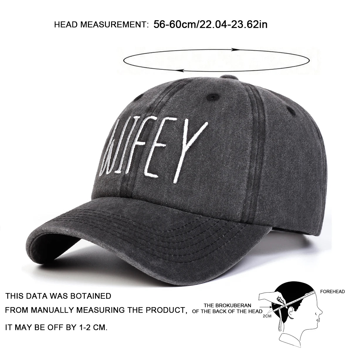 Unisex Hubby Wifey Letter Embroidery Washed Baseball Cap Spring Autumn
