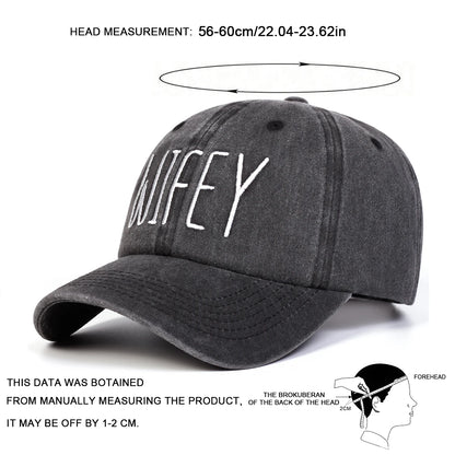 Unisex Hubby Wifey Letter Embroidery Washed Baseball Cap Spring Autumn