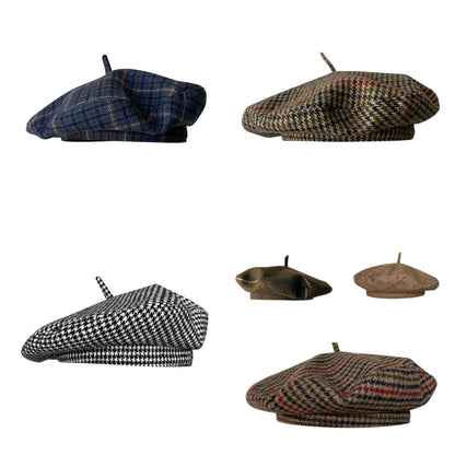 Unisex Vintage Plain Adjustable French Berets Wool Spring Winter Beanie Hat