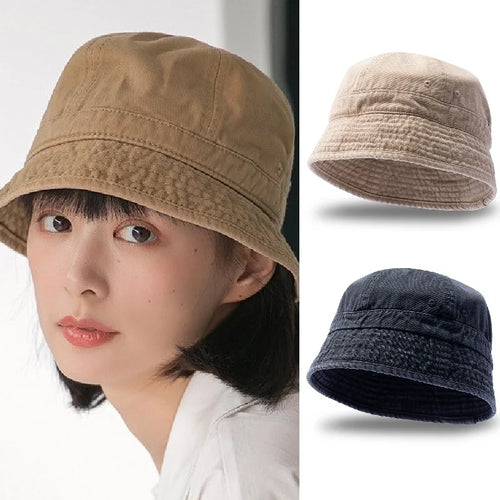 Washed Cotton Short Brim Bucket Hat Unisex Packable Summer Sun Cap