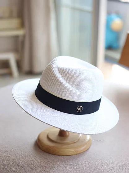 Panama Straw Hat With UPF 50+ Wide Brim Beach Cap