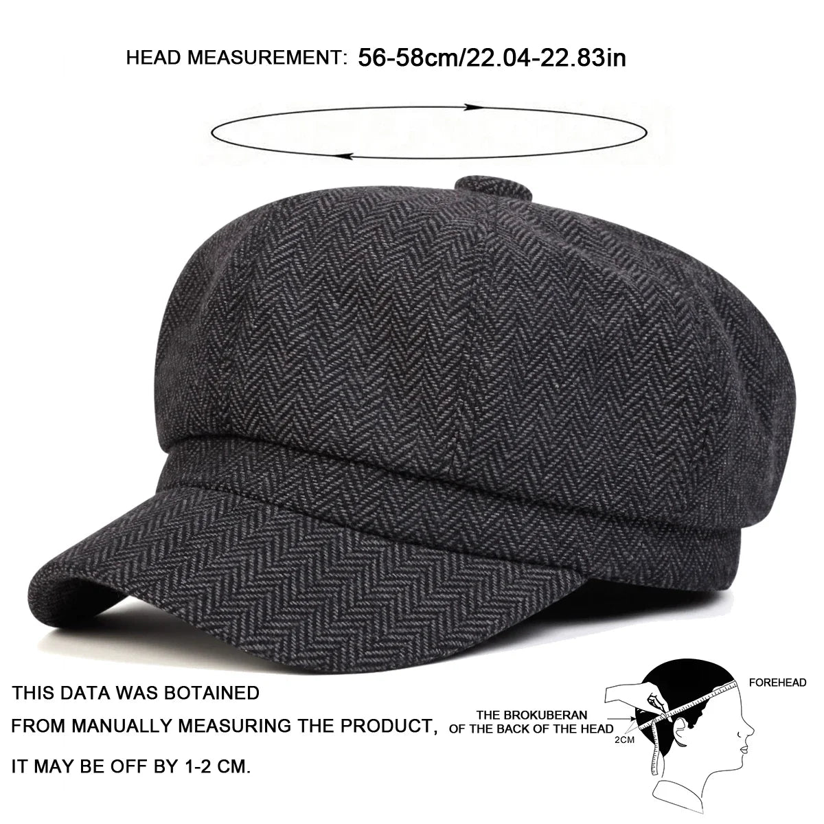 Unisex Herringbone Personality Newsboy Hat Spring Autumn