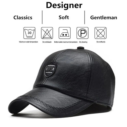 M Label Pu Leather Baseball Caps Spring And Autumn