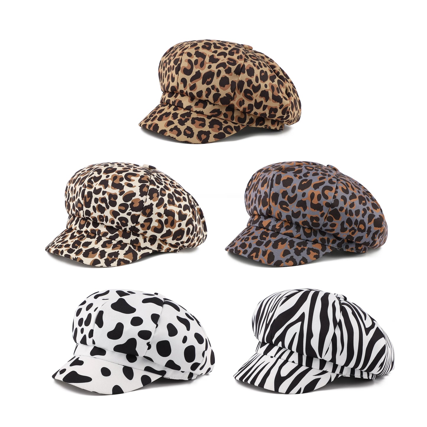 Newsboy Caps Women Leopard Zebra Print Beret Hat