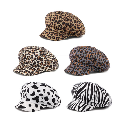 Newsboy Caps Women Leopard Zebra Print Beret Hat