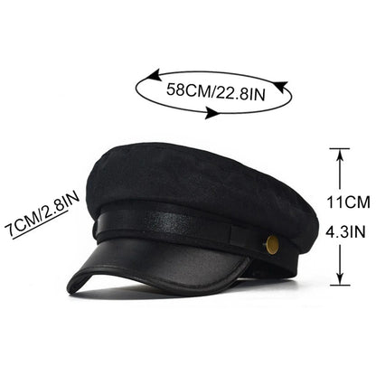 Simple Unisex Red Black Flat Navy Hat Cap