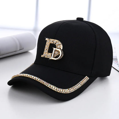 Fashion Diamond D Letter Baseball Cap For Women Summer
