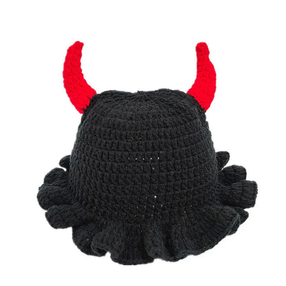 Solid Color Hand Knitted Knit Hat In Bohemian Style With Hollowed Out