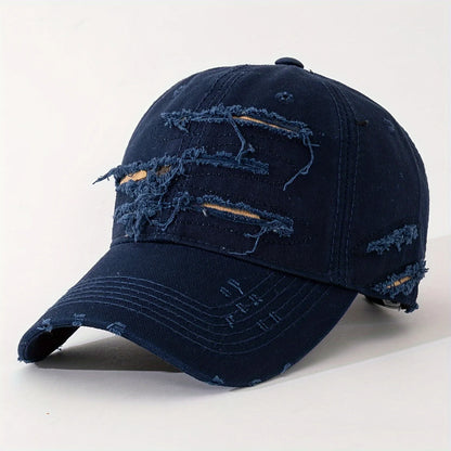 Street Distressed Hole Multi-Layer Fabric Baseball Cap